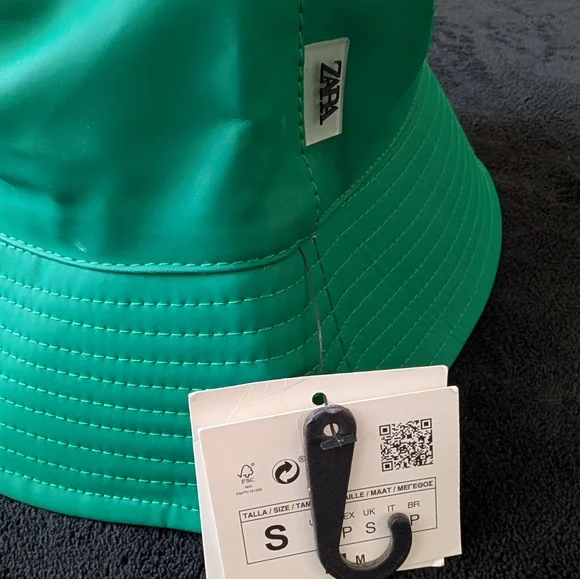 Zara Green Water Repellent Bucket Hat Rain Hat Indie Sleaze Acubi Gorpcore Small - Picture 4 of 8